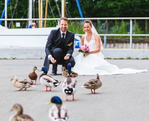 Brautpaarshooting mit Enten